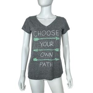 Empyre Womens Fitted Heather Gray V-Neck “Choose Your Own Path” Short Sleeve Tee